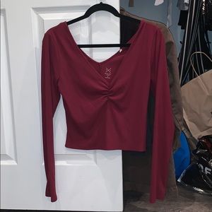 Cropped deep v-neck